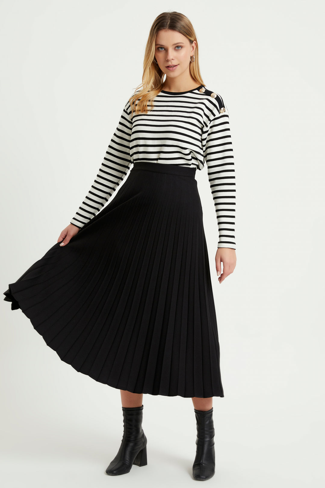 ZRF Women Pleated Basic Skirt - Black - Antwerp