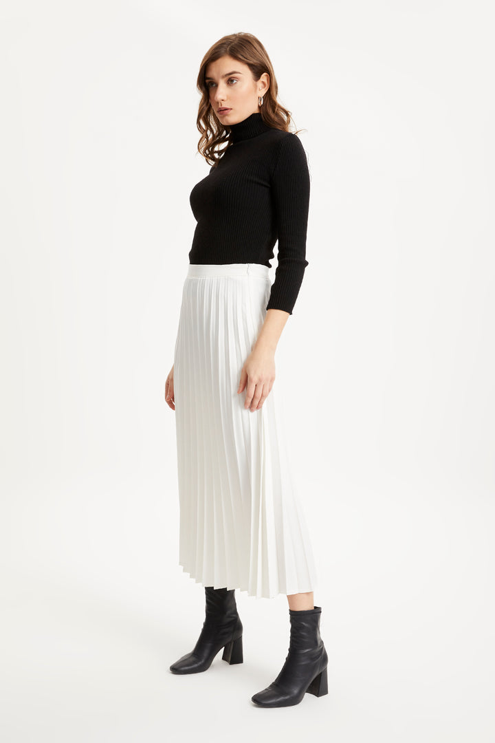 ZRF Women Pleated Basic Skirt - Ecru - Texcoco