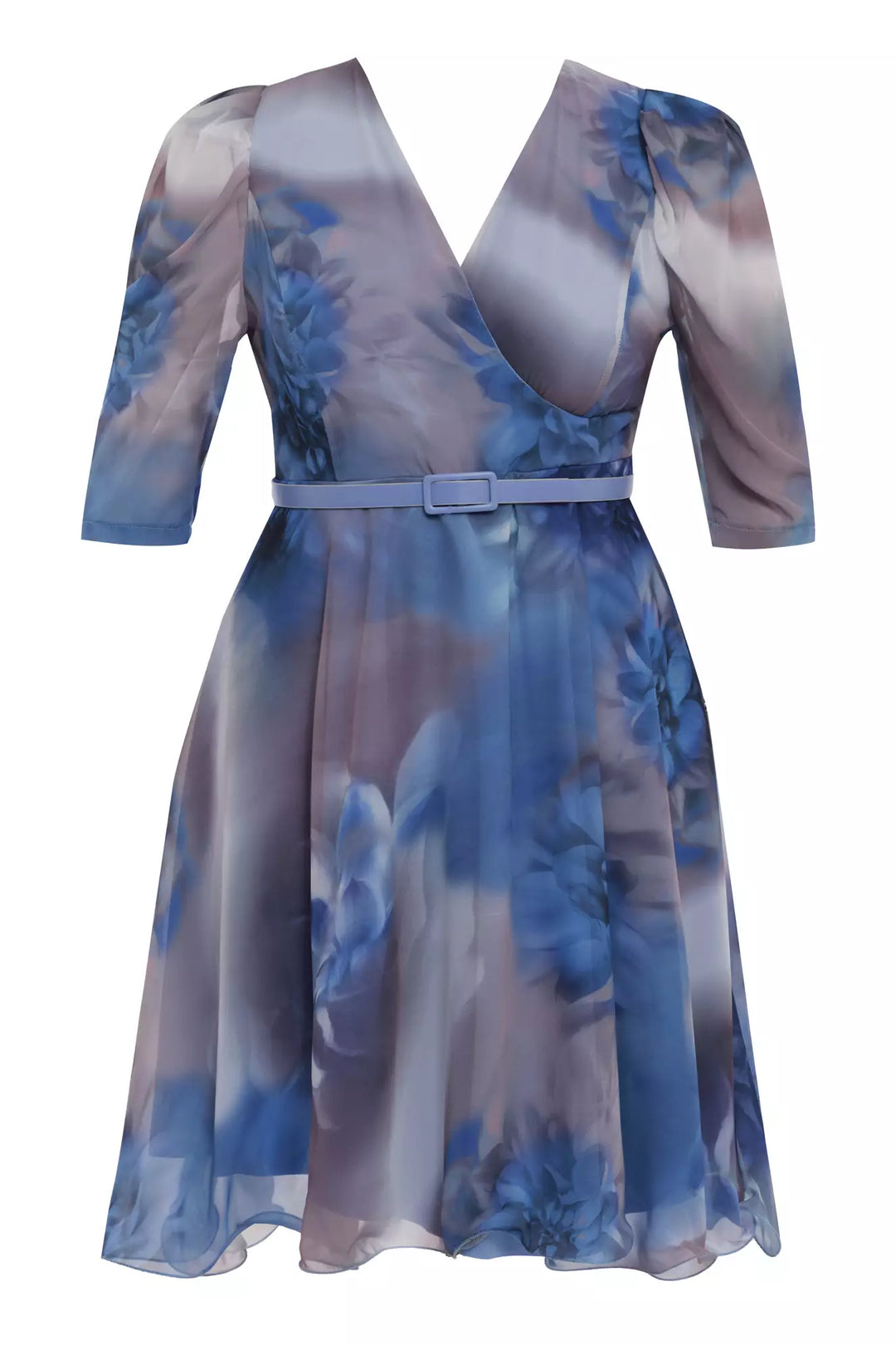 FRV Printed plus size chiffon long sleeve midi dress - Zevenaar