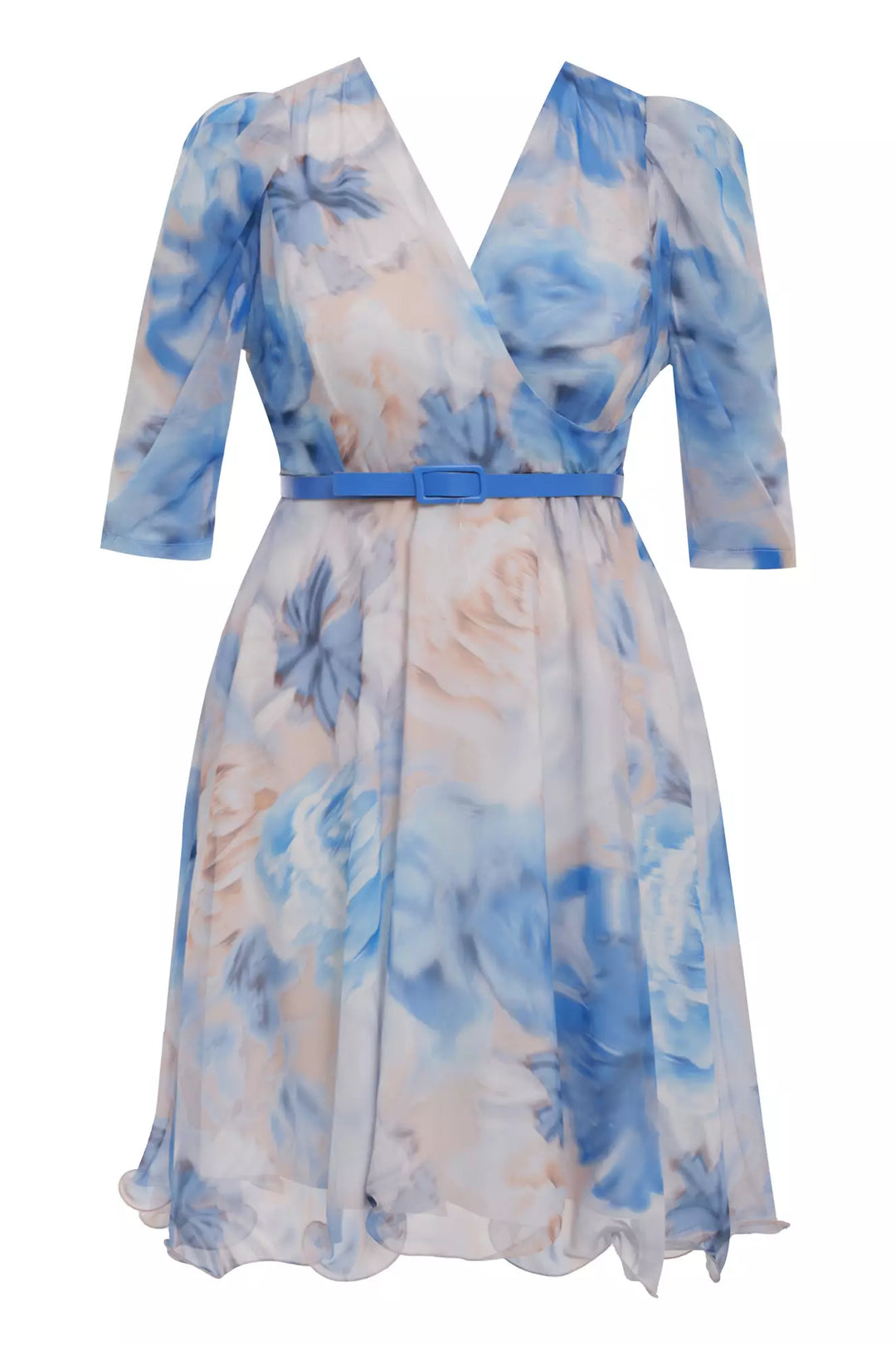 FRV Printed plus size chiffon long sleeve midi dress - Franklin