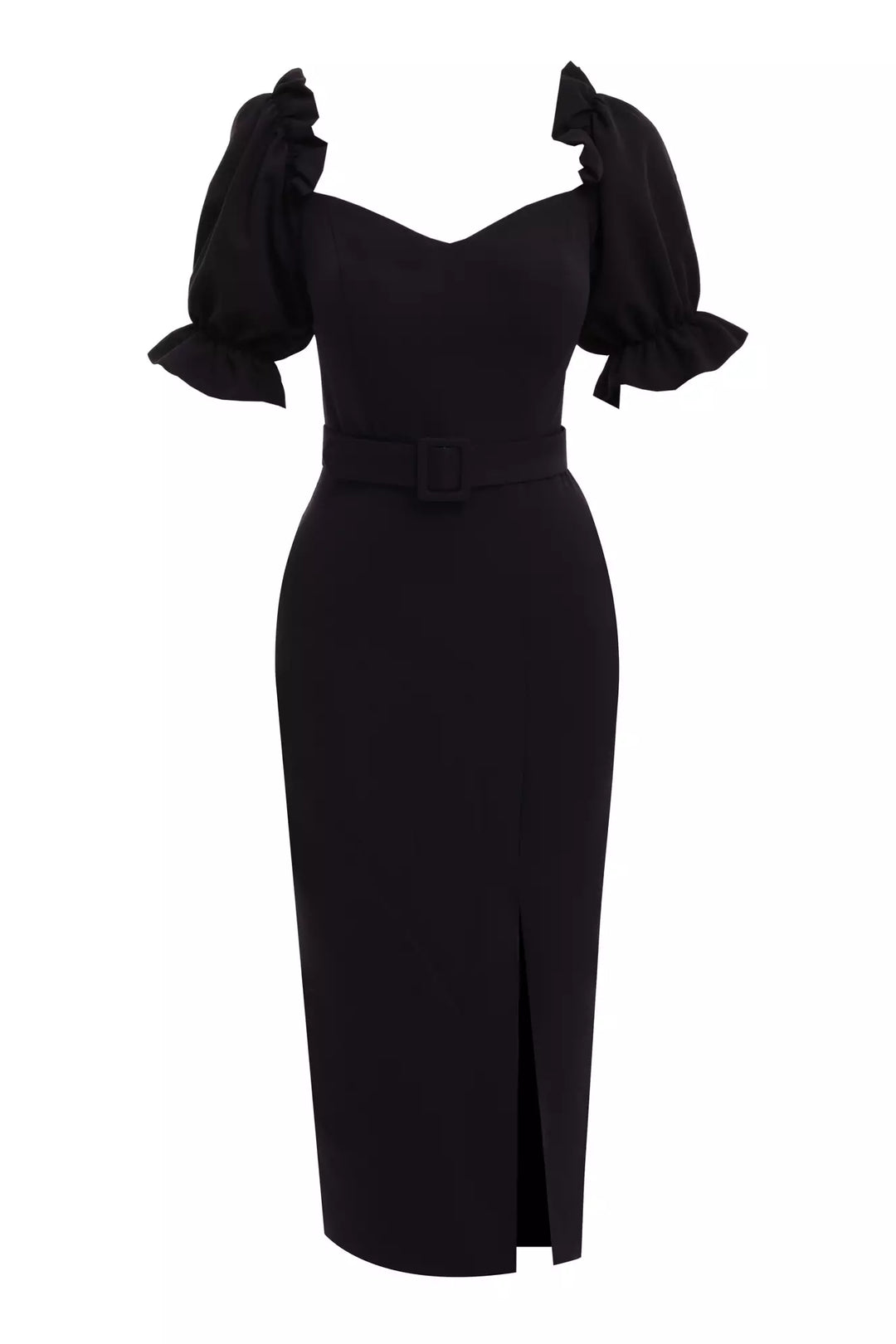 FRV Black crepe 3/4 sleeve midi dress - Ciudad de Allende