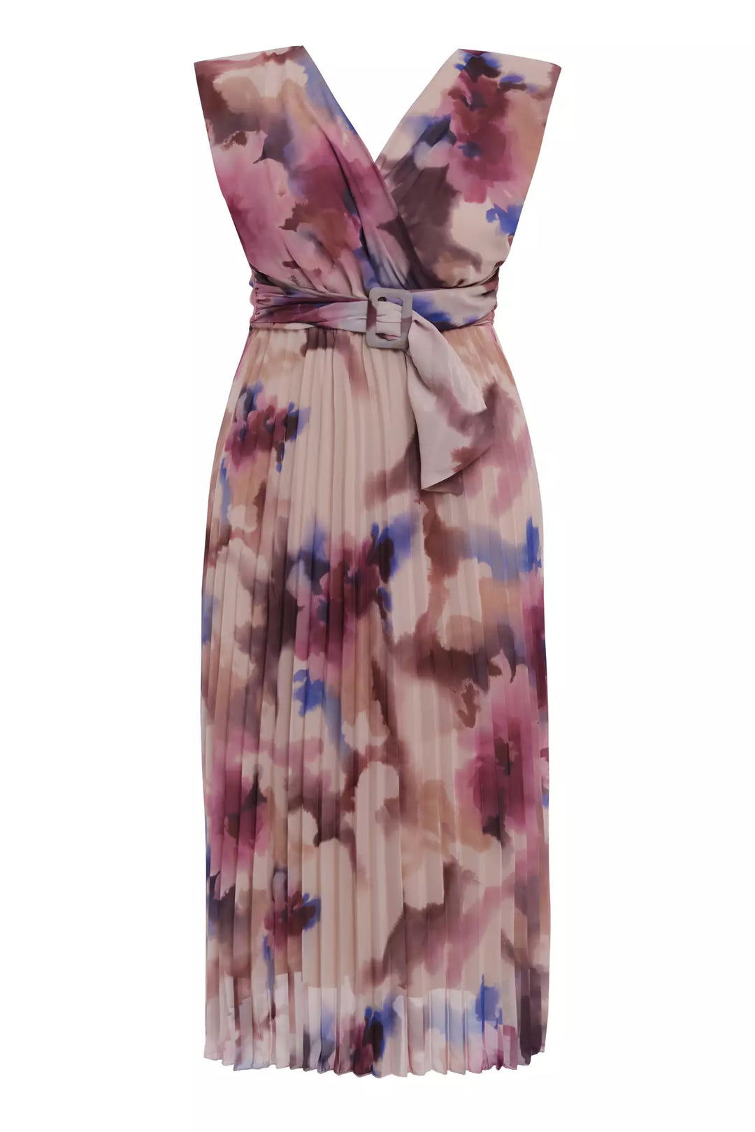 FRV Printed plus size chiffon sleeveless midi dress - Saronno