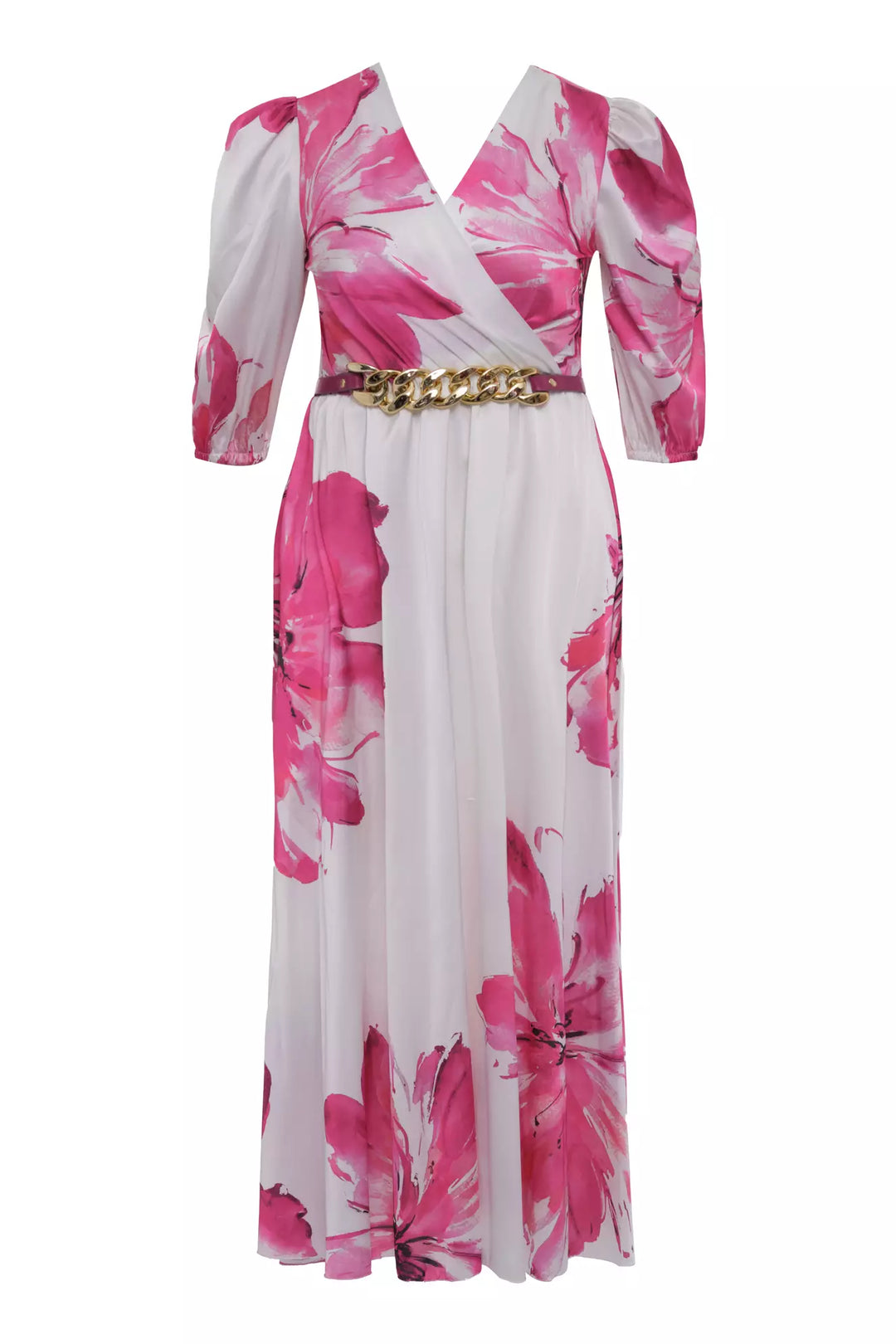 FRV Printed plus size satin short sleeve midi dress - Pachuca