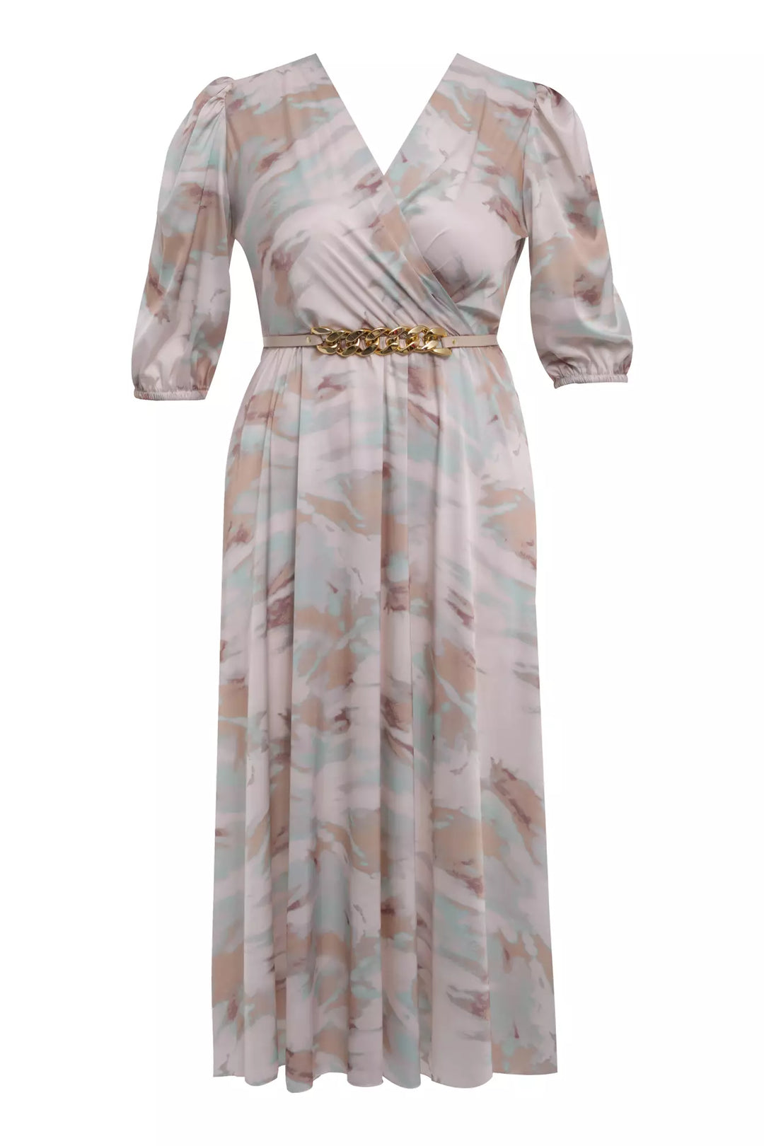 FRV Printed plus size satin short sleeve midi dress - Williamsburg