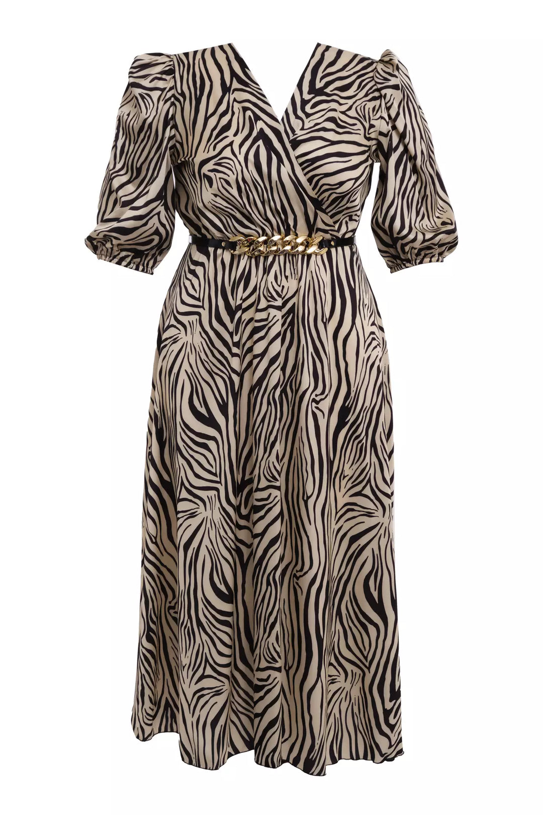FRV Printed plus size satin short sleeve midi dress - Maplewood