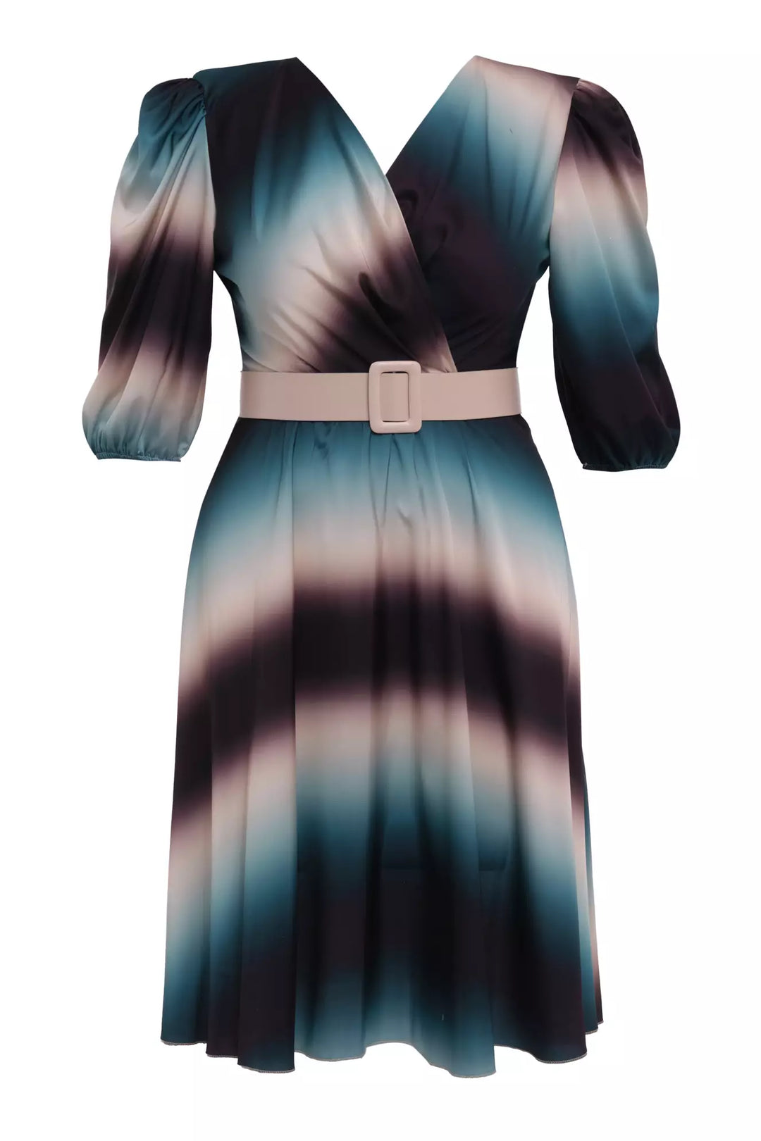 FRV Printed plus size satin short sleeve midi dress - Manchester