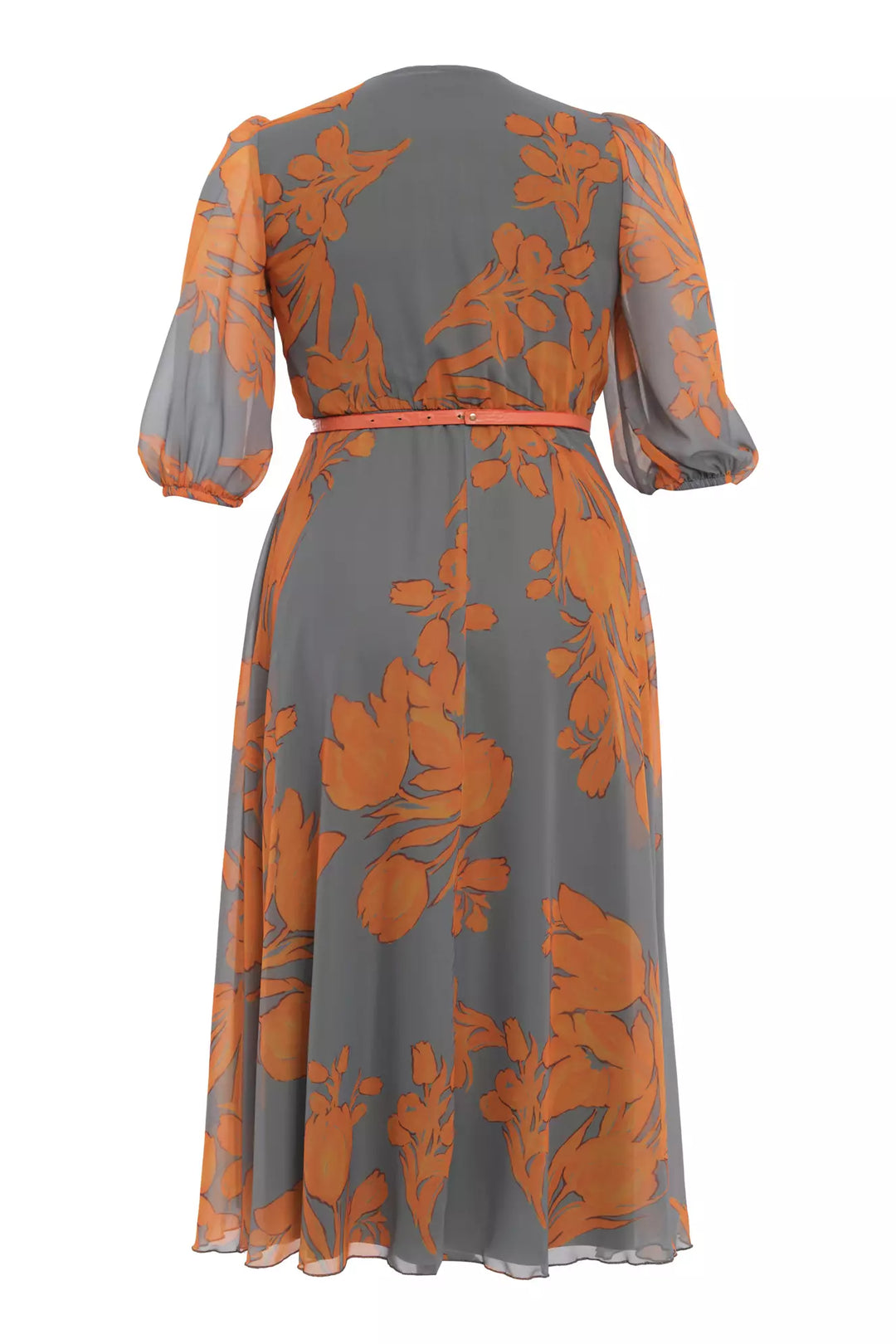 FRV Printed plus size chiffon 3/4 sleeve midi dress - Maidstone