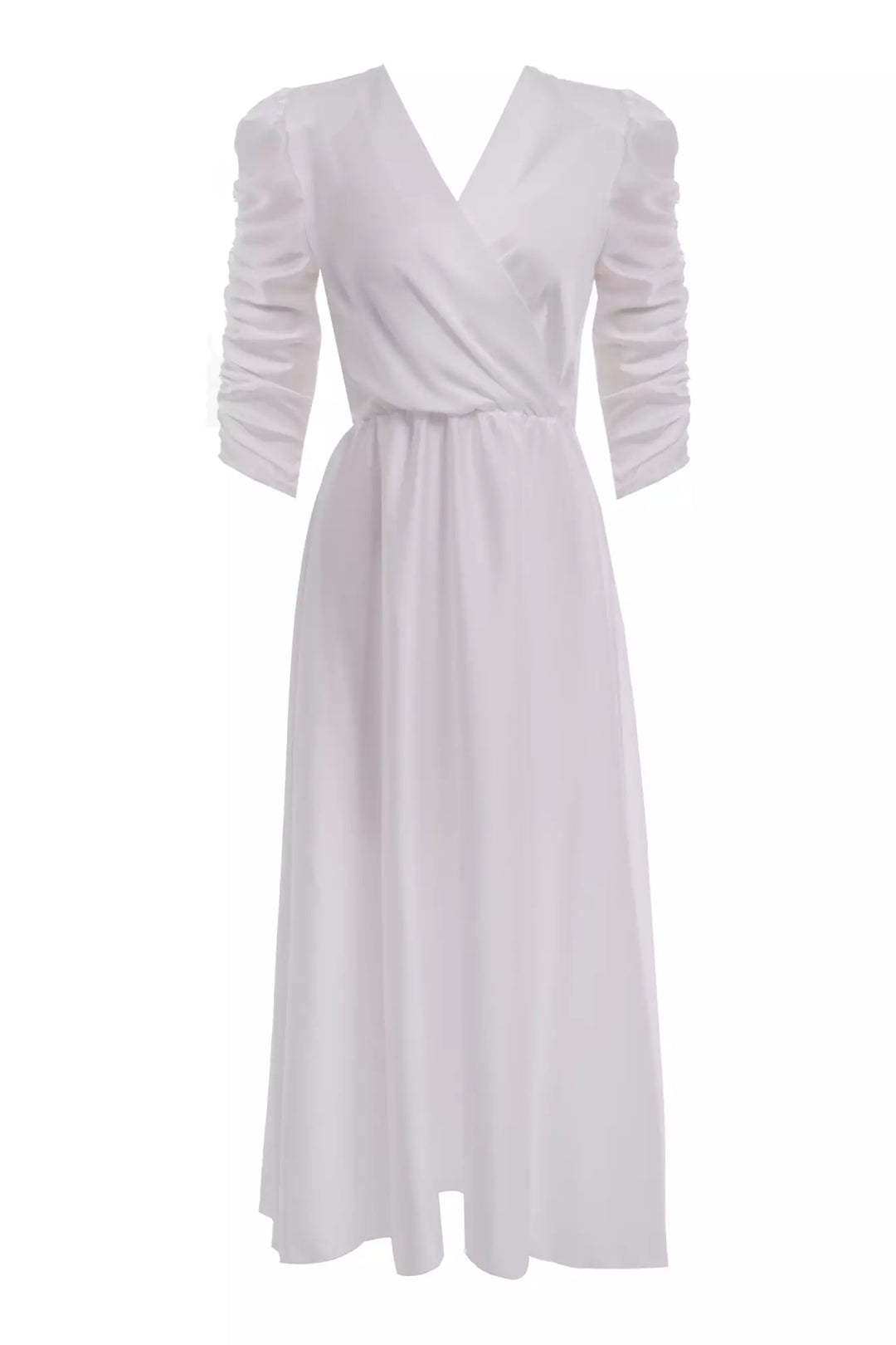 FRV White satin long sleeve midi dress - Ramos Arizpe