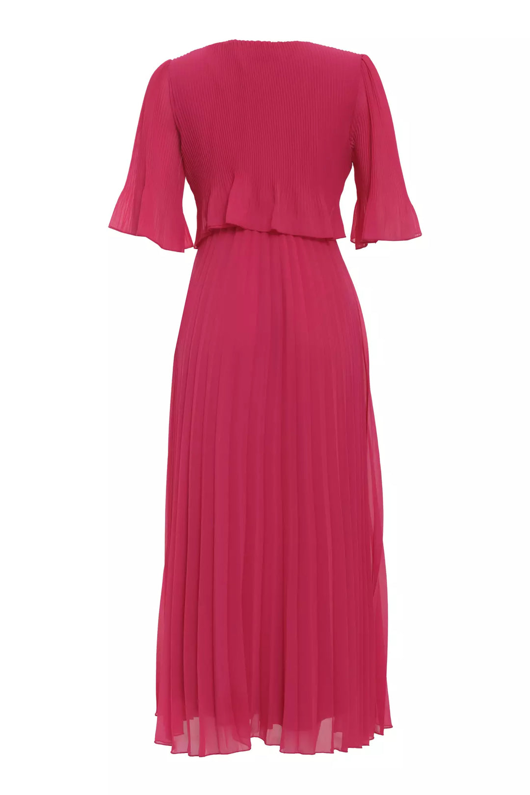 FRV Fuchsia chiffon short sleeve midi dress - Lagos de Moreno