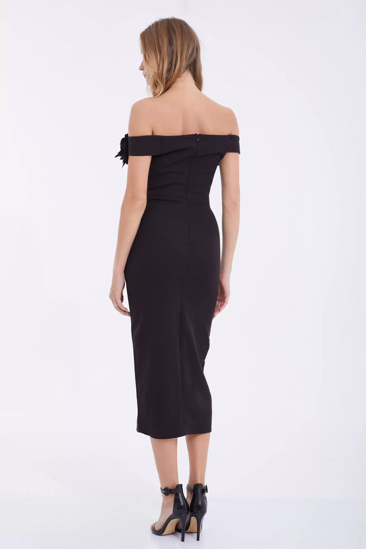 FRV Black crepe sleeveless midi dress - Bloomfield