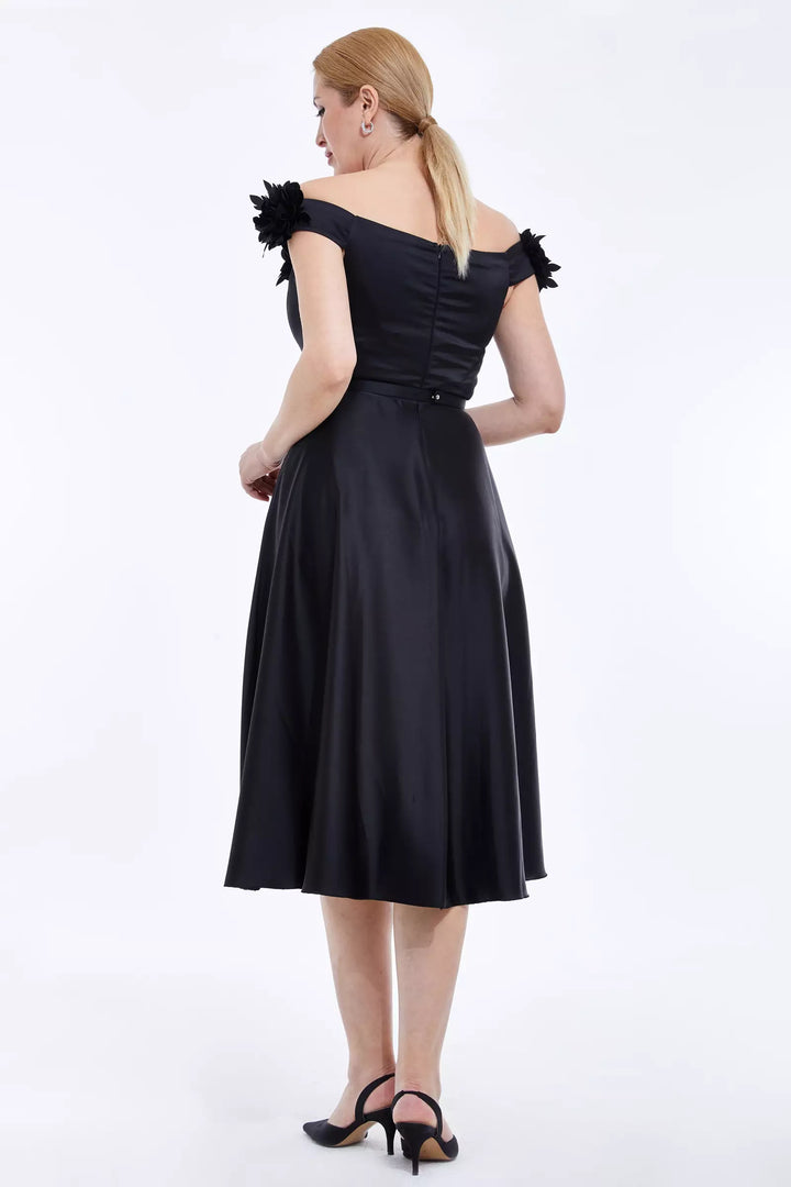 FRV Black plus size satin sleeveless midi dress - Sale