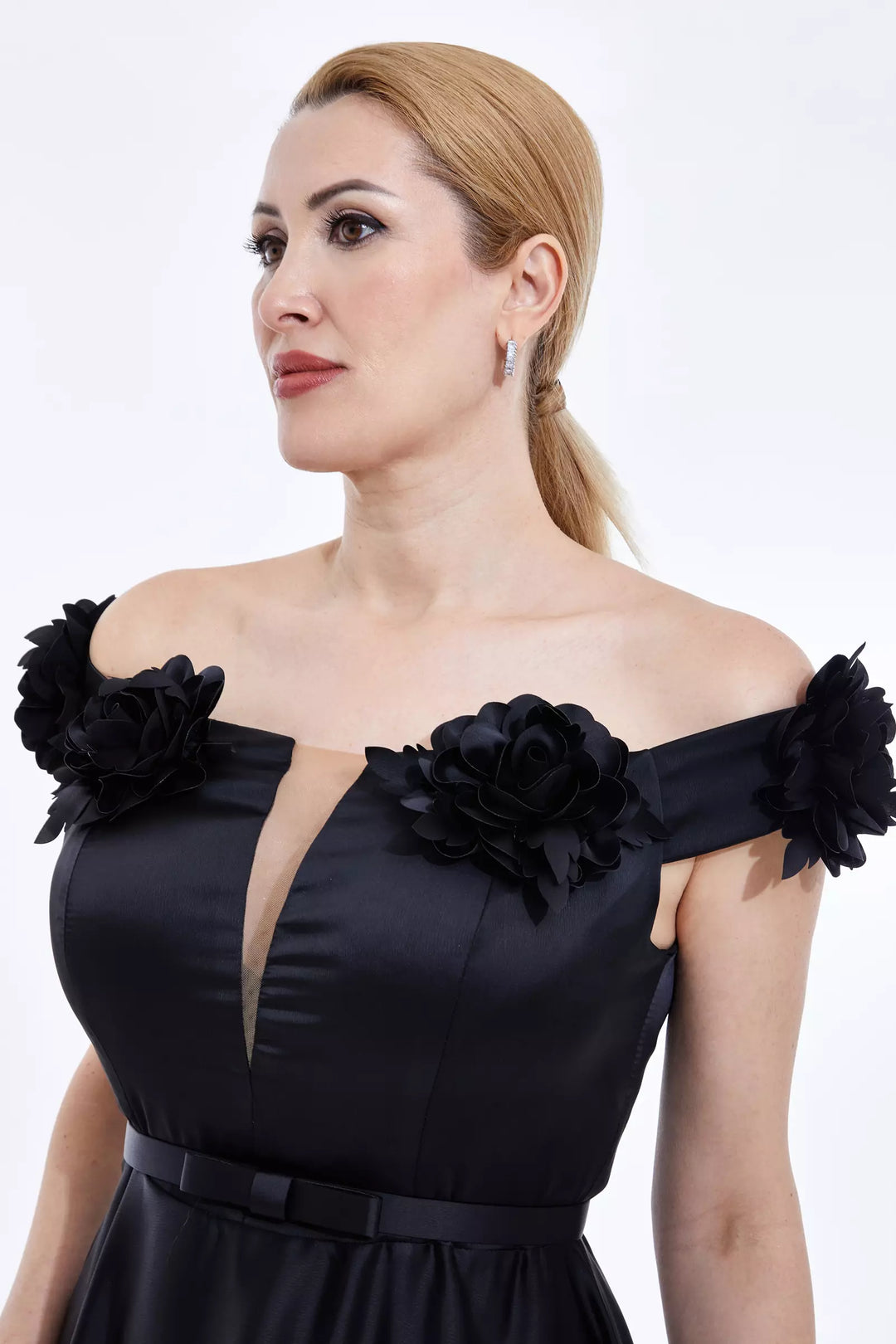 FRV Black plus size satin sleeveless midi dress - Sale