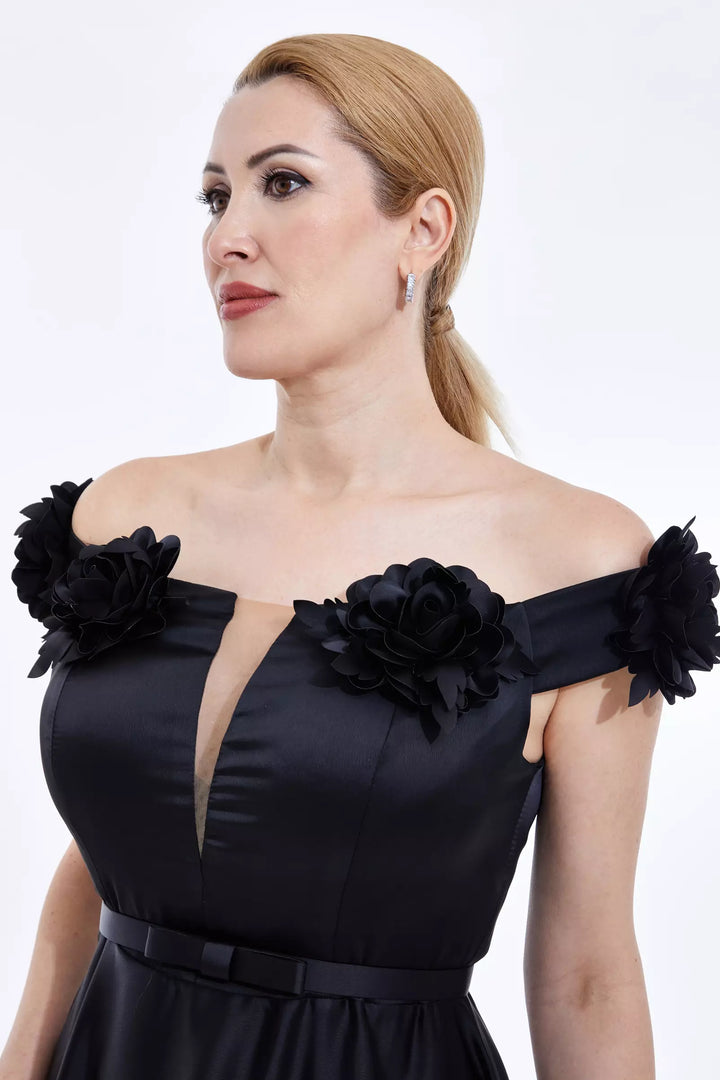 FRV Black plus size satin sleeveless midi dress - Sale