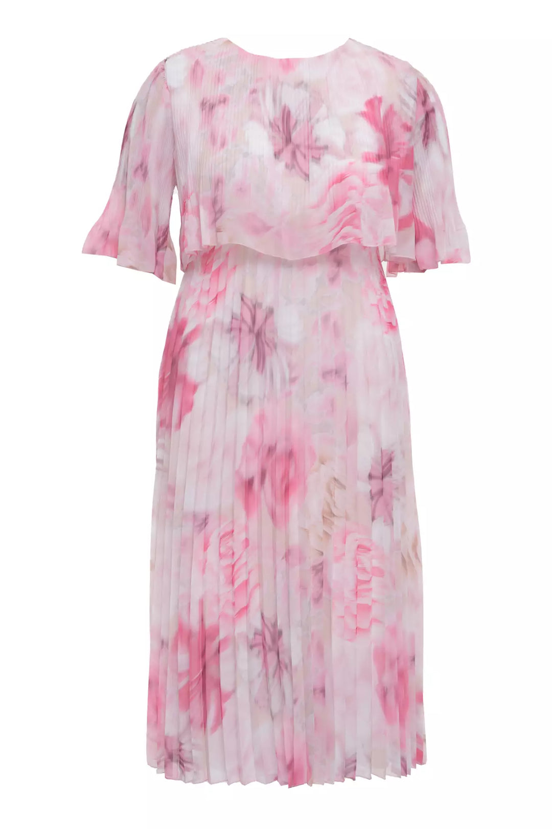 FRV Printed plus size chiffon short sleeve midi dress - Woodstock
