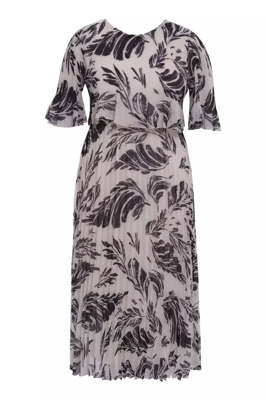 FRV Printed plus size chiffon short sleeve midi dress - Bensalem