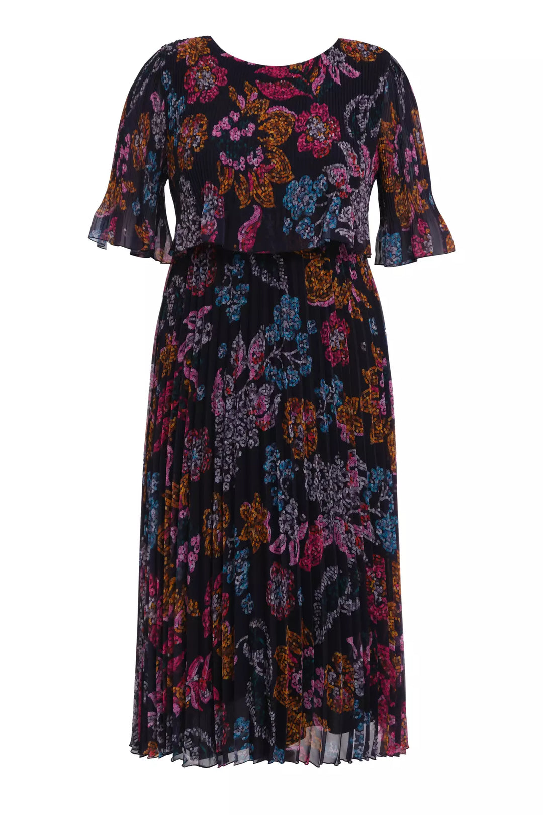 FRV Printed plus size chiffon short sleeve midi dress - Hoover