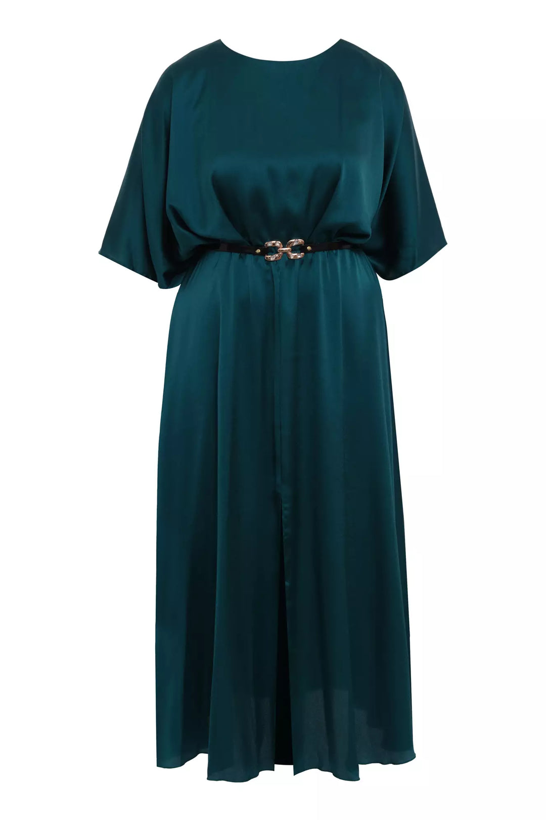 FRV Green plus size satin short sleeve midi dress - Cerignola