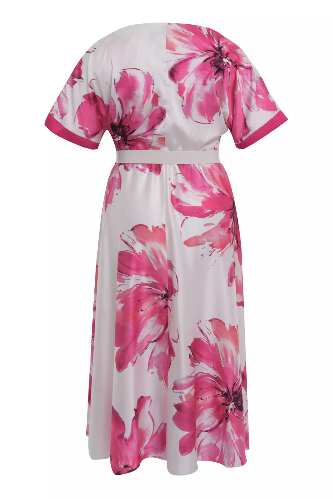 FRV Printed plus size satin short sleeve midi dress - Ealing
