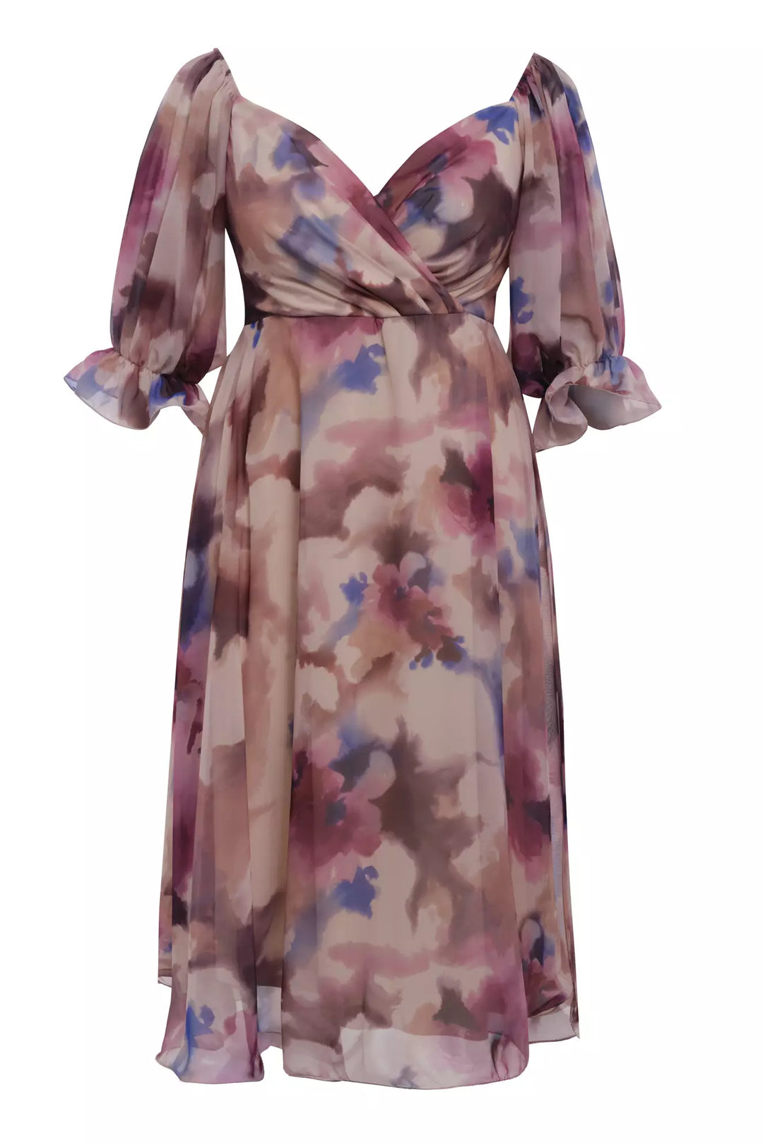 FRV Printed plus size chiffon 3/4 sleeve maxi dress - Solingen