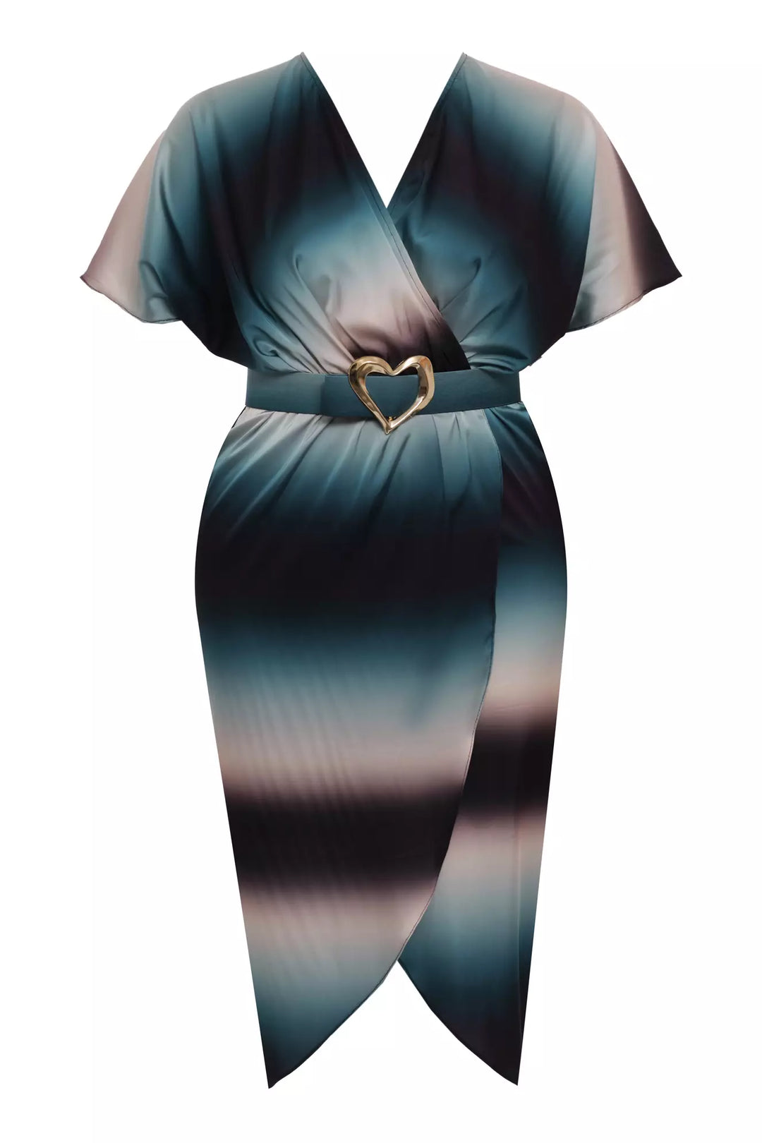 FRV Printed plus size satin short sleeve midi dress - National City
