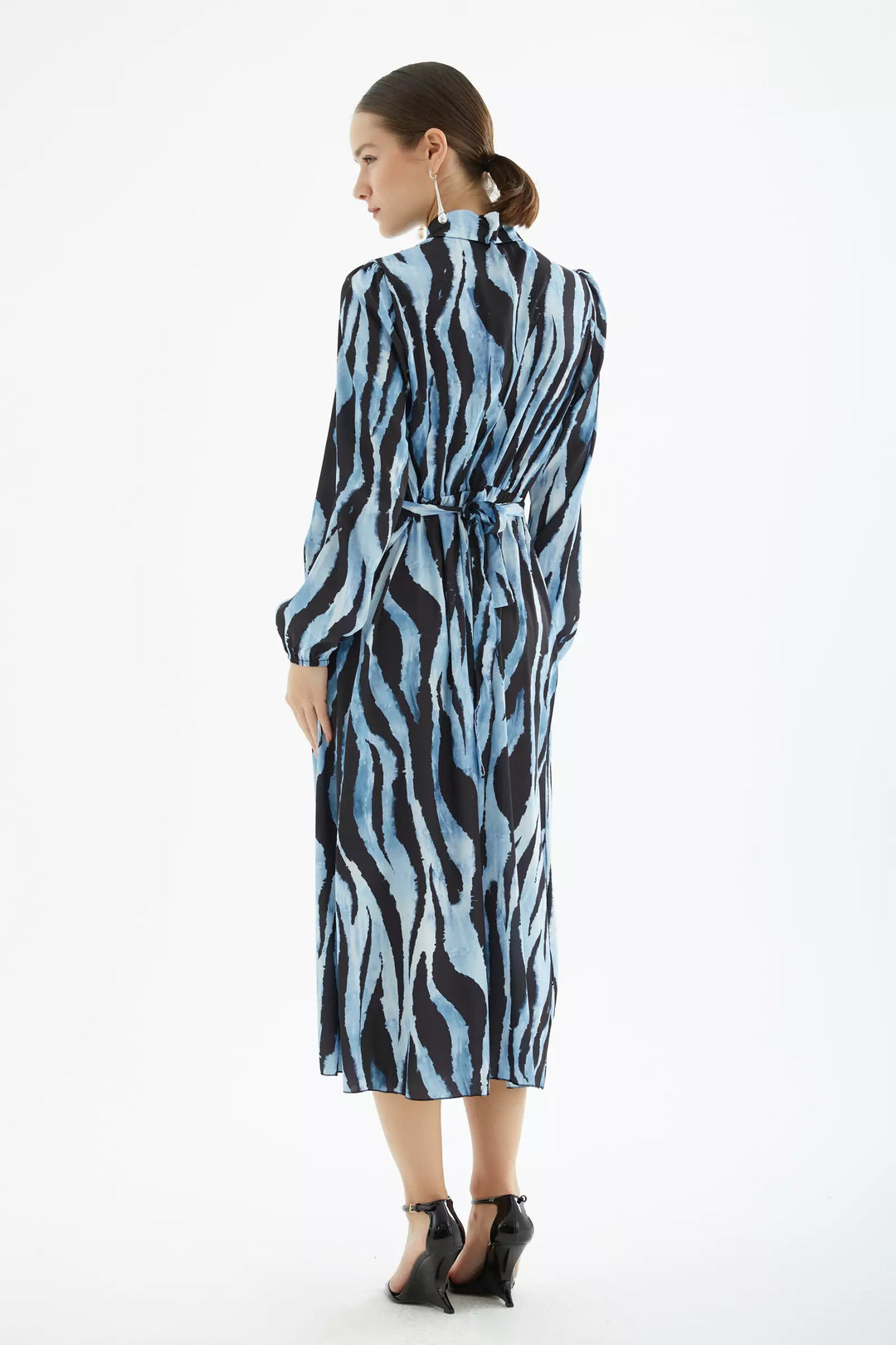 FRV Printed satin long sleeve midi dress - Knoxville