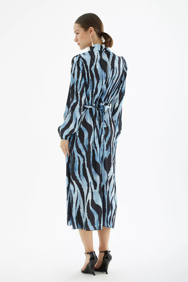 FRV Printed satin long sleeve midi dress - Knoxville