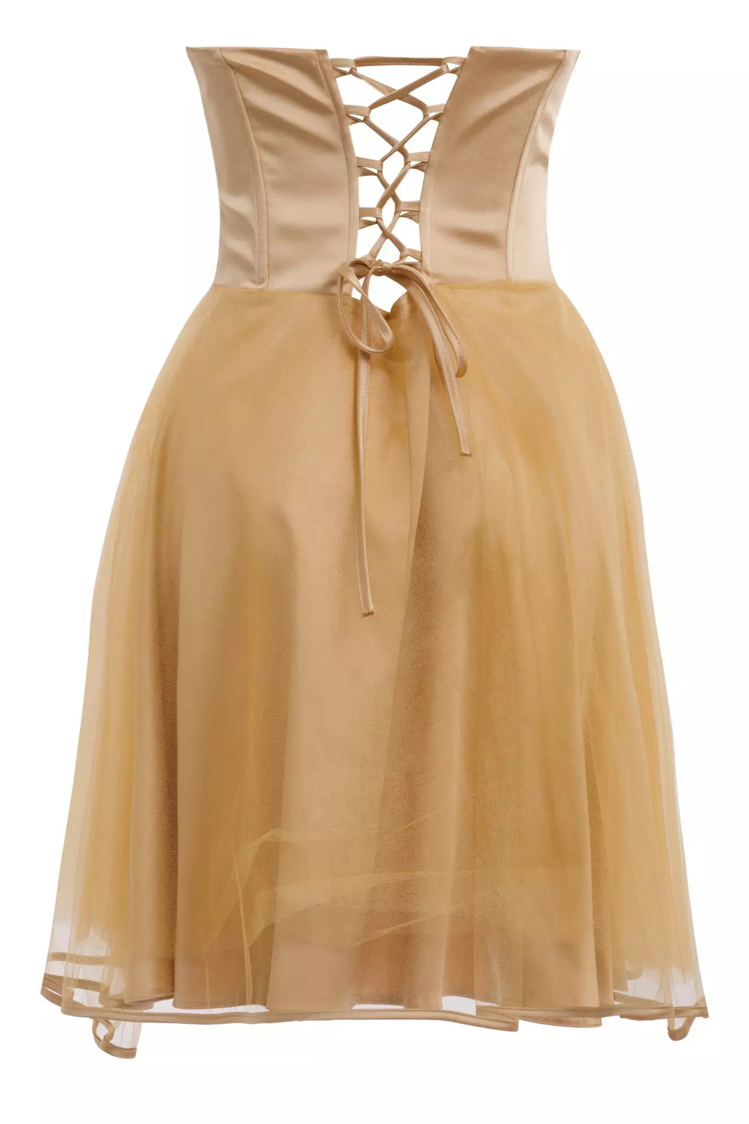 FRV Beige satin strapless mini dress - Woodlawn