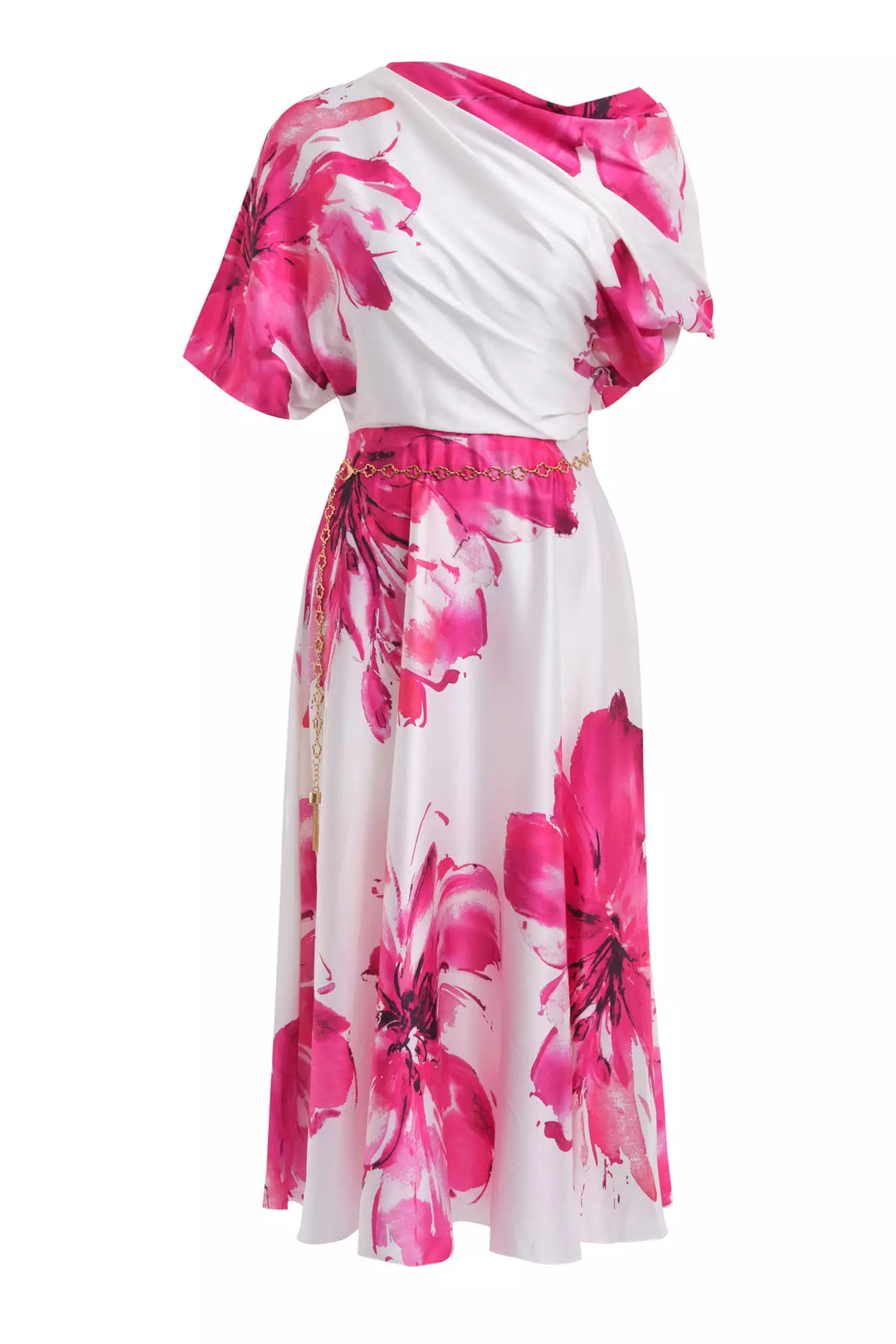 FRV Printed satin short sleeve midi dress - Pen-y-Bont ar Ogwr