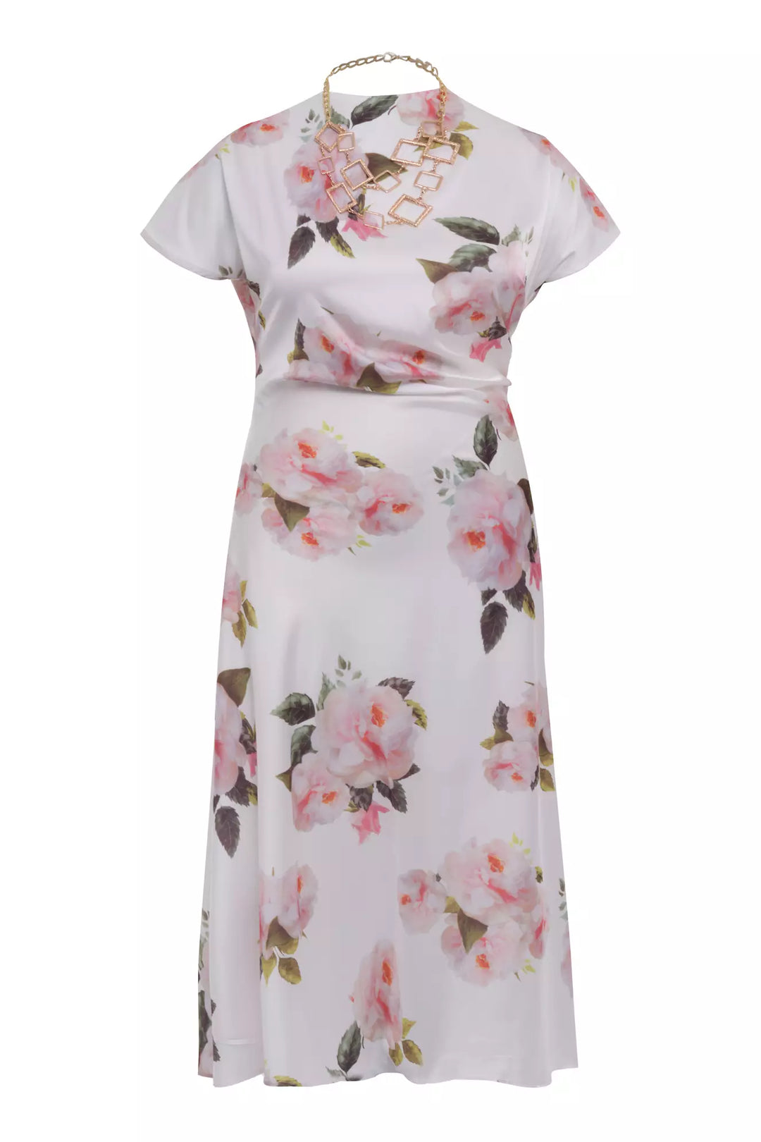 FRV Printed plus size satin short sleeve midi dress - Burlington