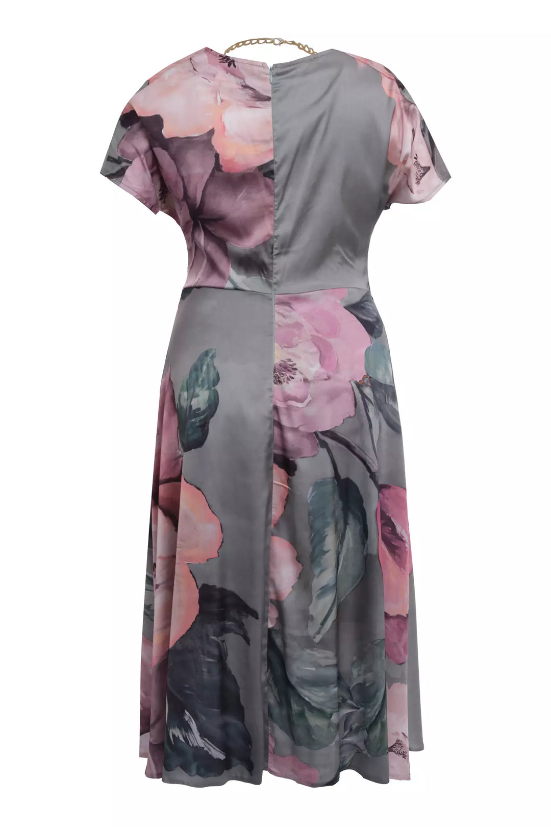 FRV Printed plus size satin short sleeve midi dress - Hervey Bay