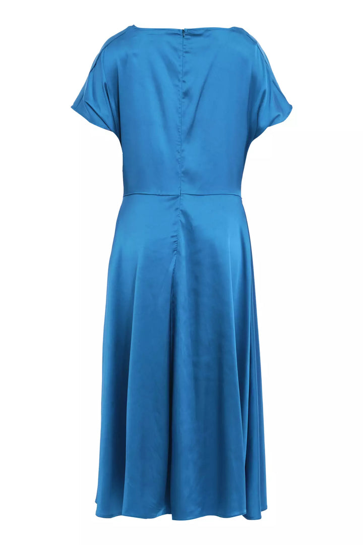 FRV Blue plus size satin short sleeve midi dress - Acatlán de Pérez Figueroa
