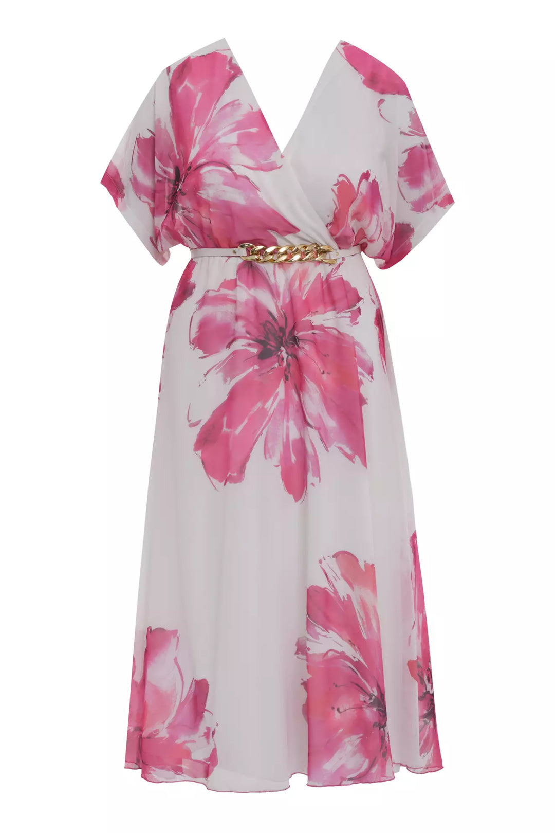 FRV Printed plus size chiffon short sleeve midi dress - Veracruz