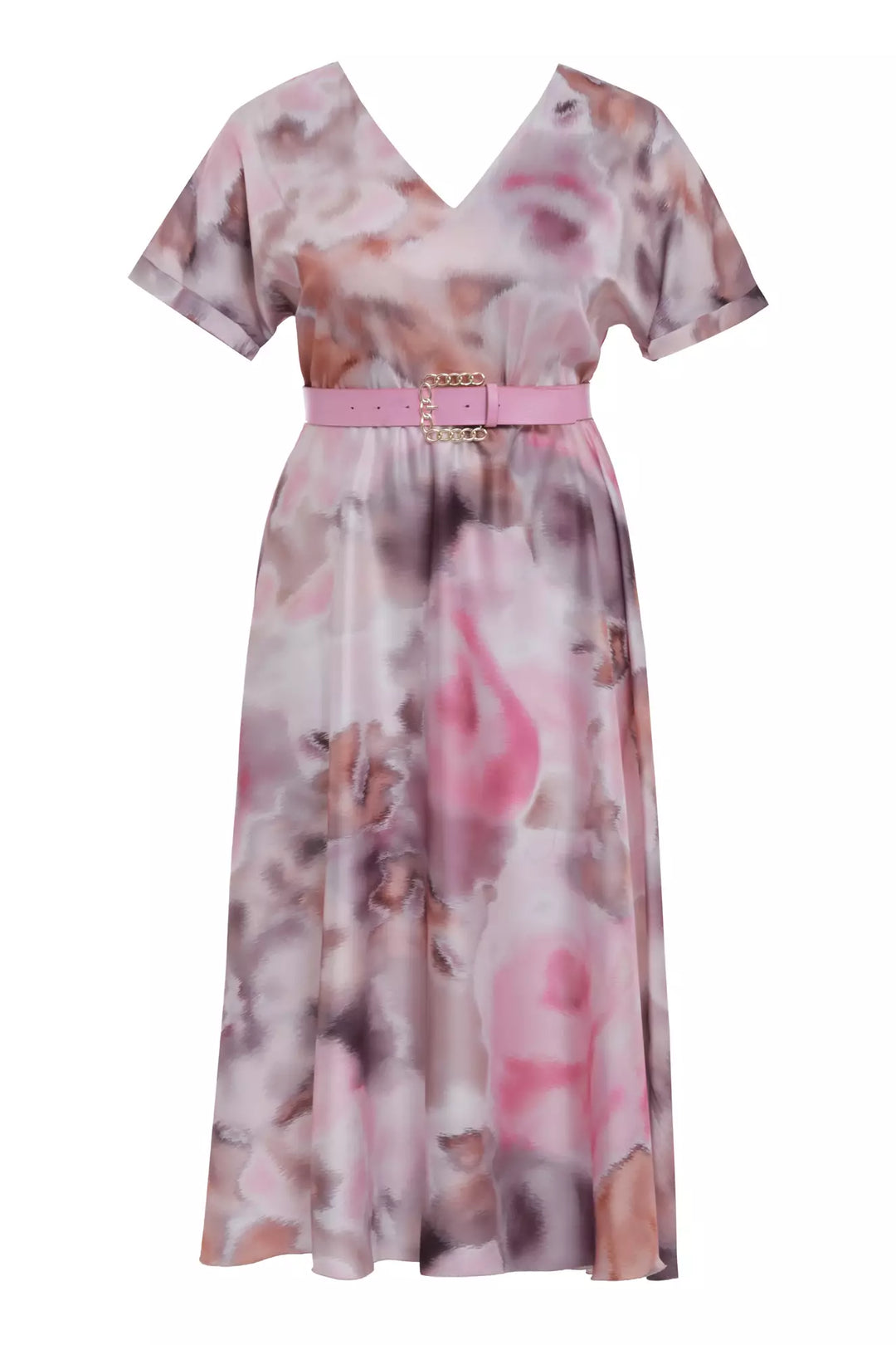 FRV Printed plus size satin short sleeve midi dress - Liverpool