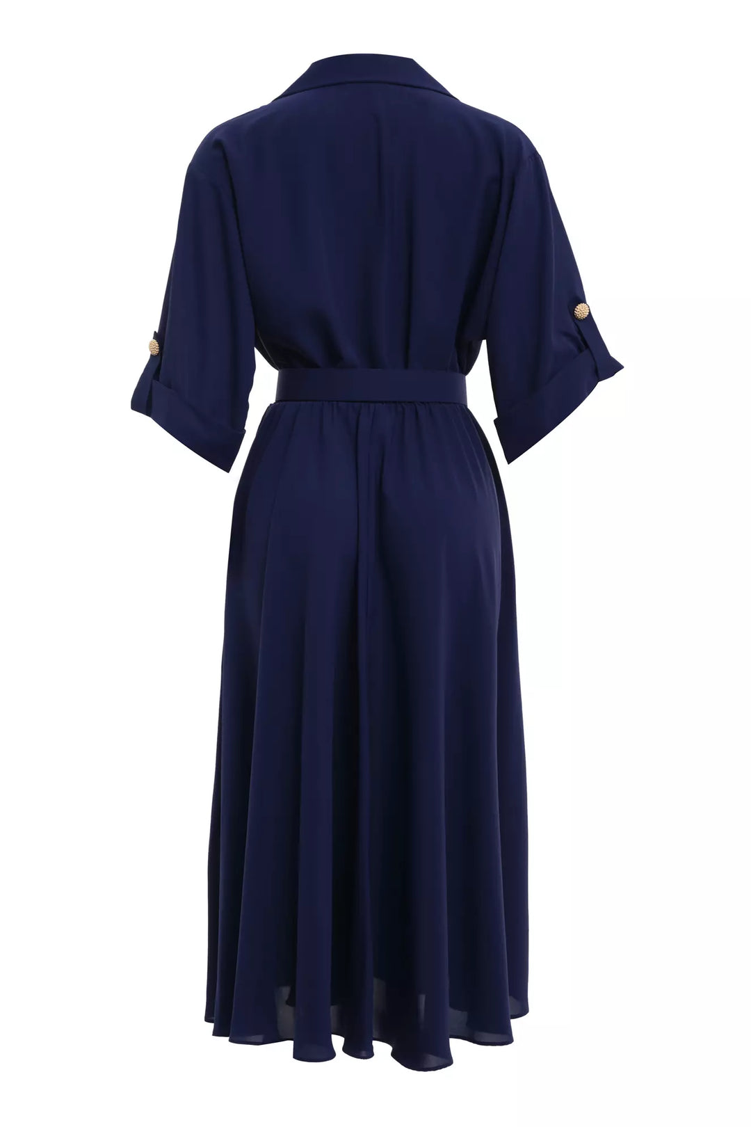 FRV Navy blue crepe short sleeve midi dress - Porto