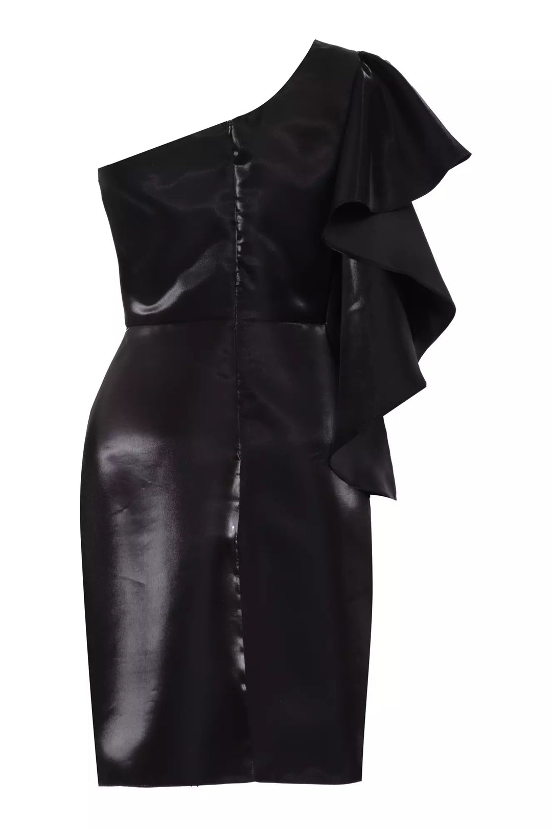 FRV Black satin single sleeve midi dress - Tlaquepaque