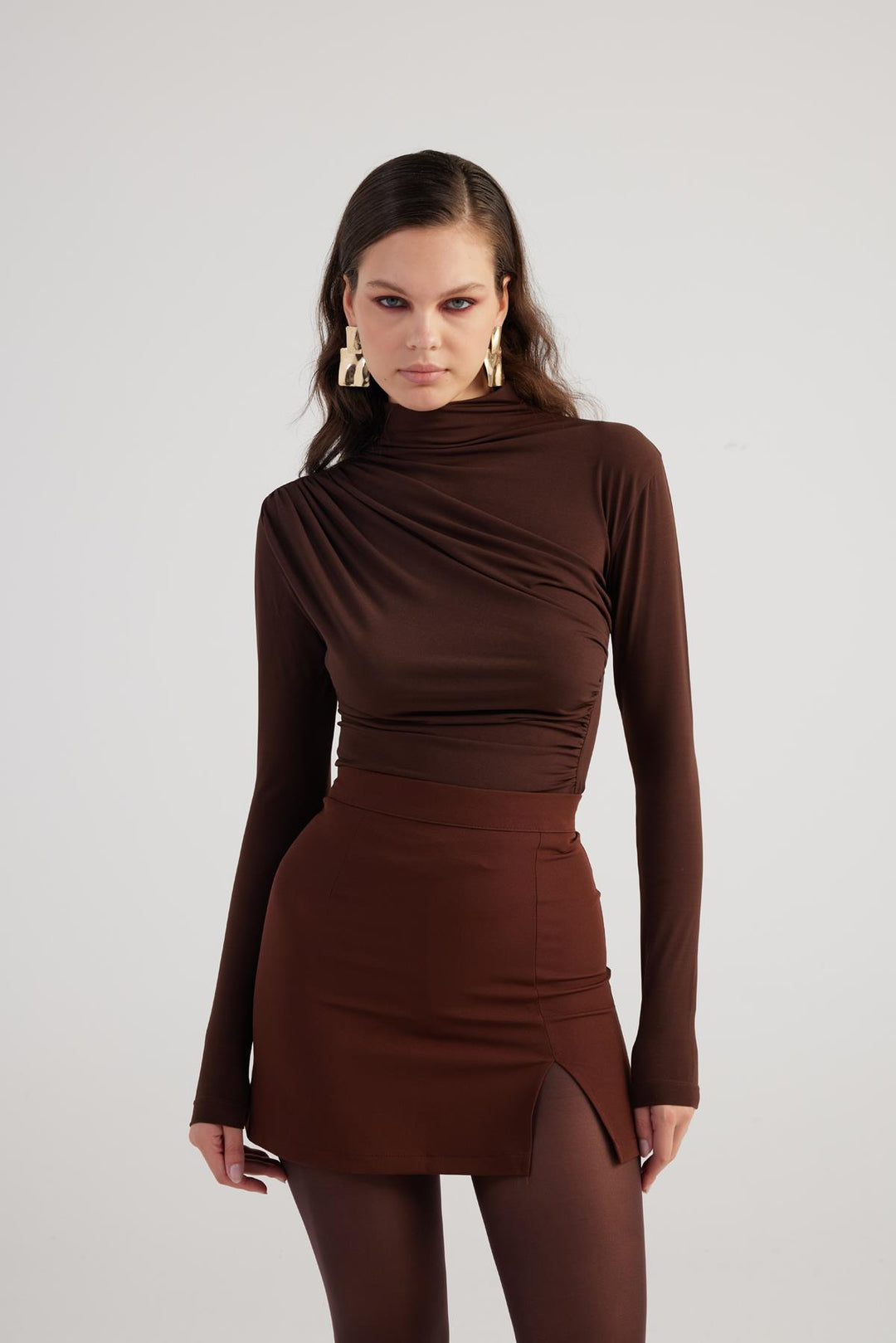 HLLY Women Pleated Skirt Brown - Franklin