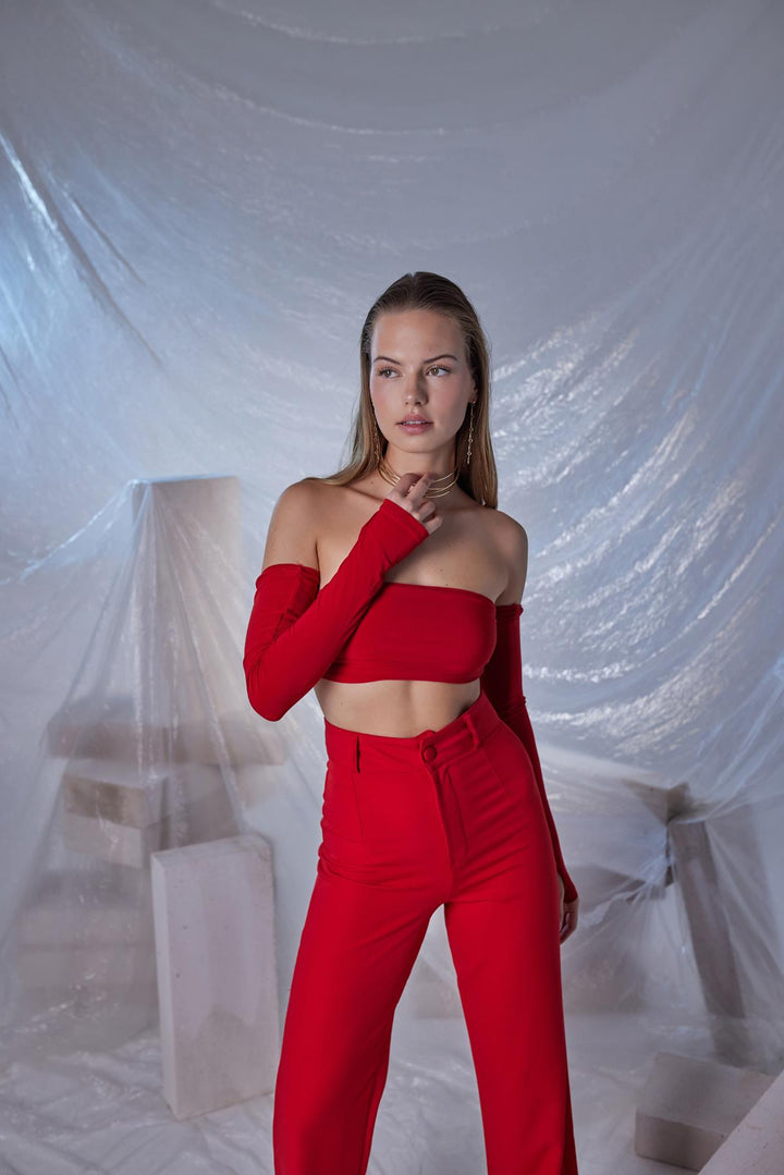 HLLY Women Black Blouse Red - Poole