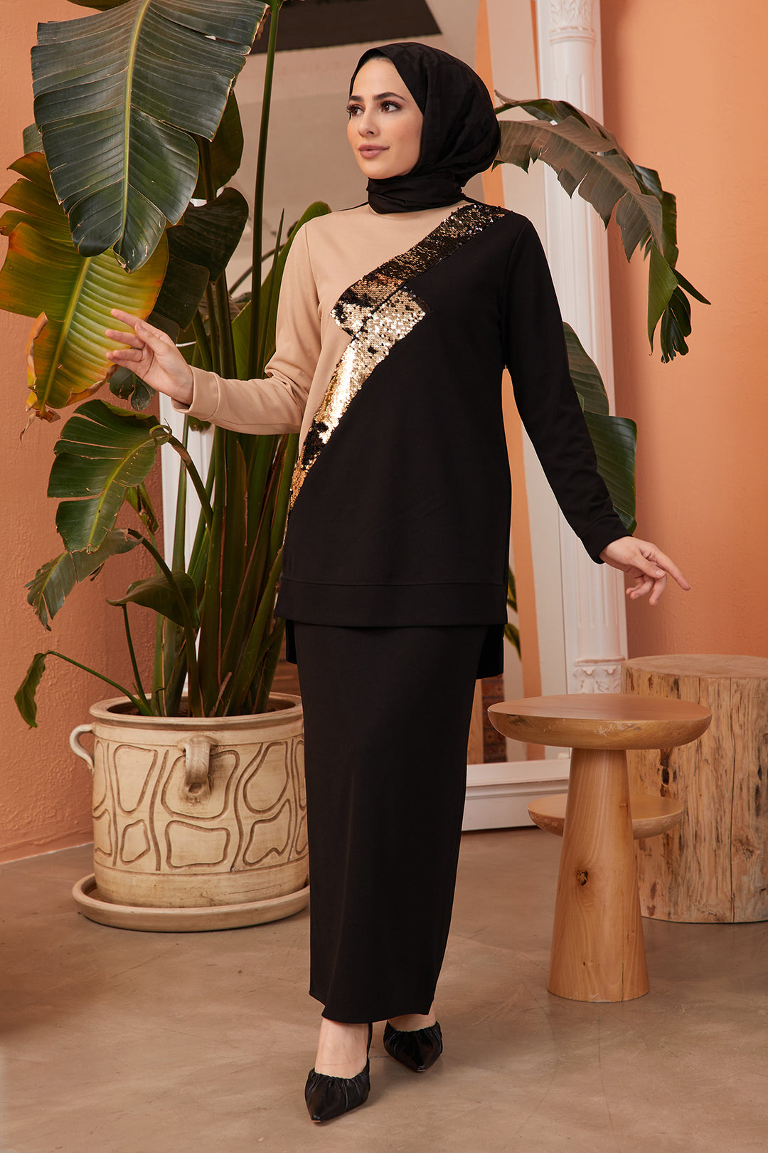 ZRF Women Scuba Skirt Suit - Gold - Bruges