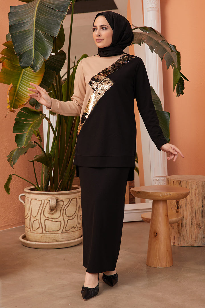 ZRF Women Scuba Skirt Suit - Gold - Bruges