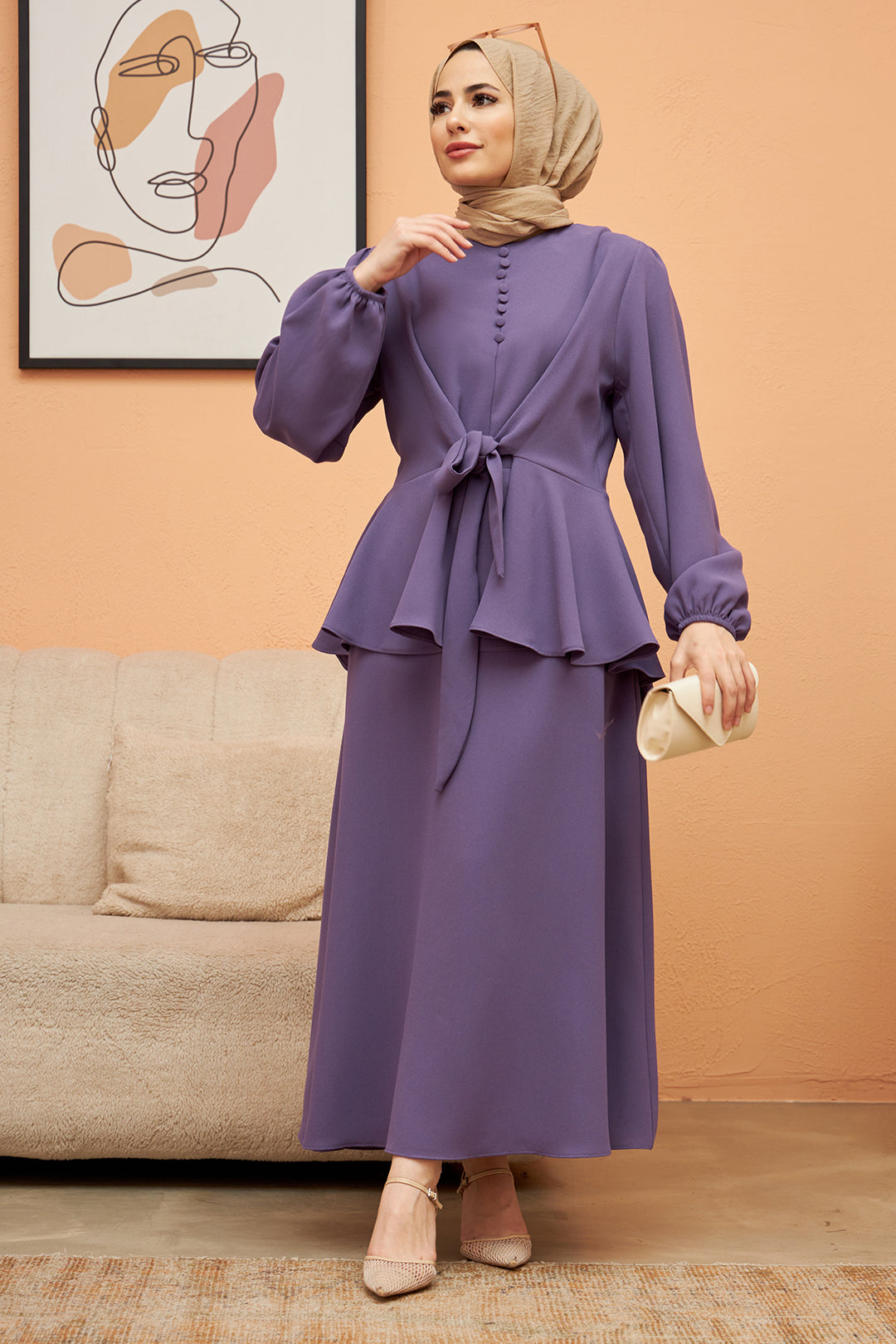 ZRF Women Buttoned Front Skirt Suit - Lilac - Ecatepec