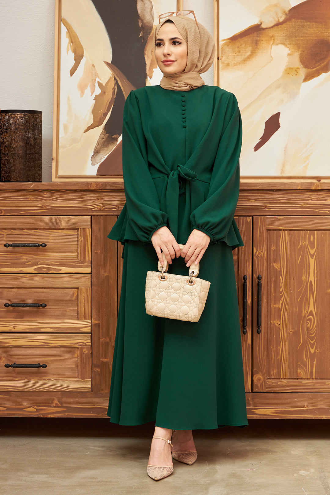 ZRF Women Buttoned Front Skirt Suit - Emerald - Vaciamadrid