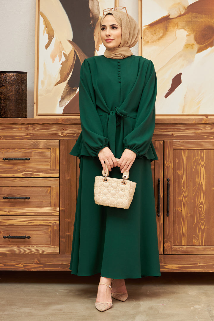 ZRF Women Buttoned Front Skirt Suit - Emerald - Vaciamadrid