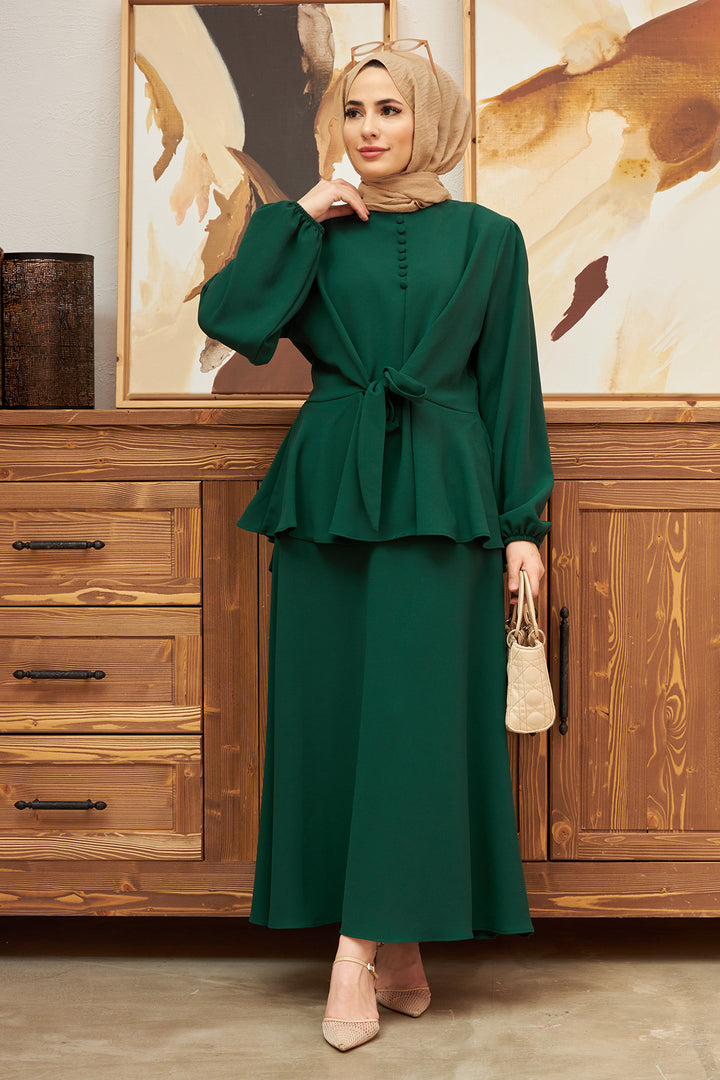 ZRF Women Buttoned Front Skirt Suit - Emerald - Vaciamadrid