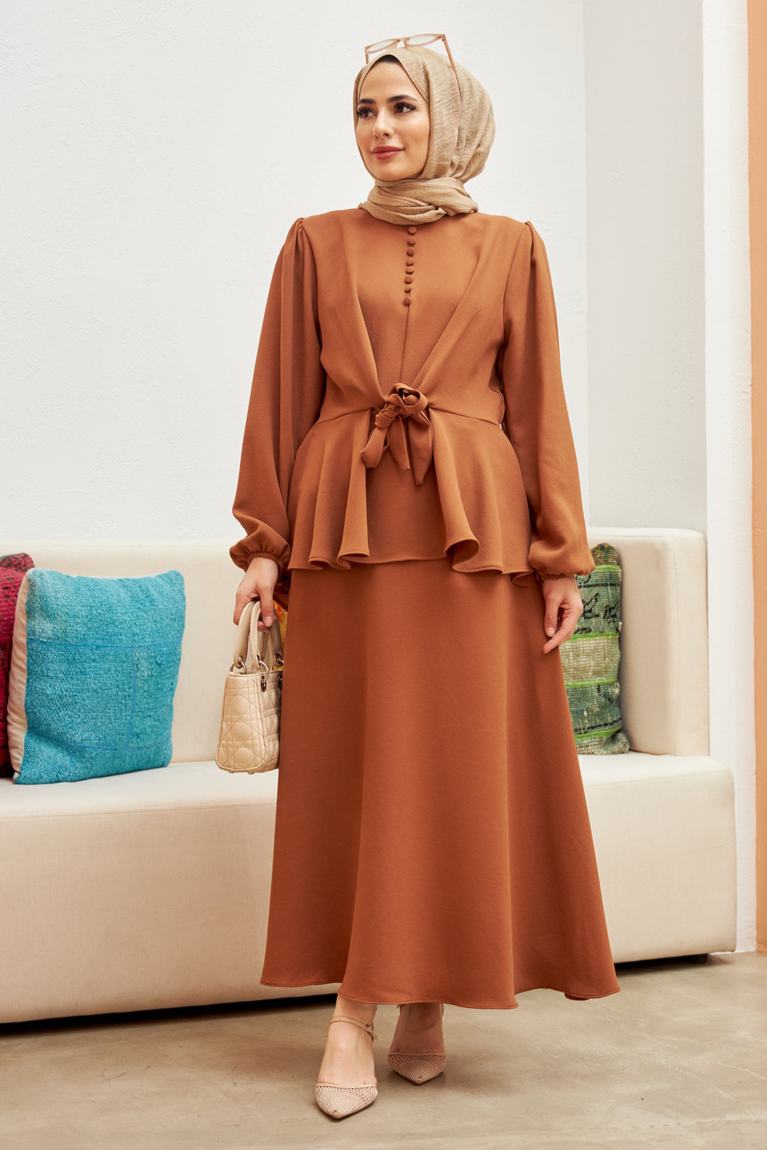 ZRF Women Buttoned Front Skirt Suit - Camel - Dortmund