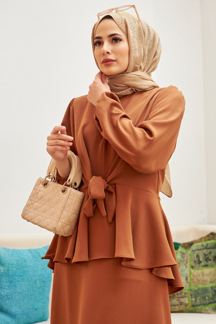 ZRF Women Buttoned Front Skirt Suit - Camel - Dortmund