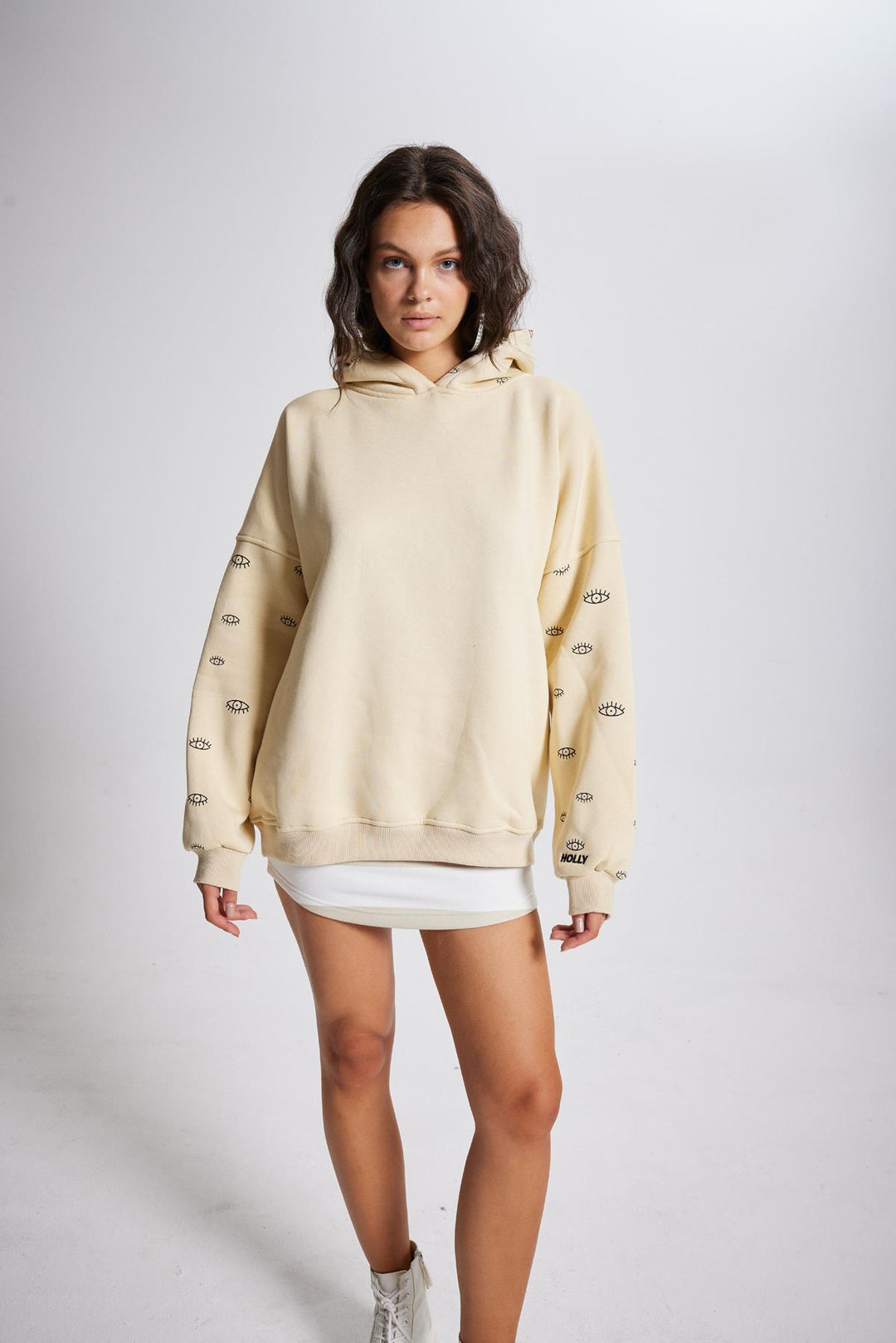 HLLY Women Eye Sweatshirt Beige - El Plan