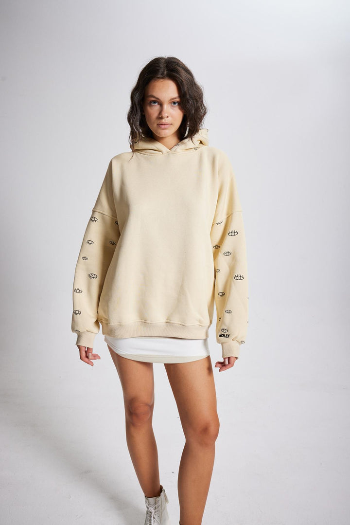 HLLY Women Eye Sweatshirt Beige - El Plan