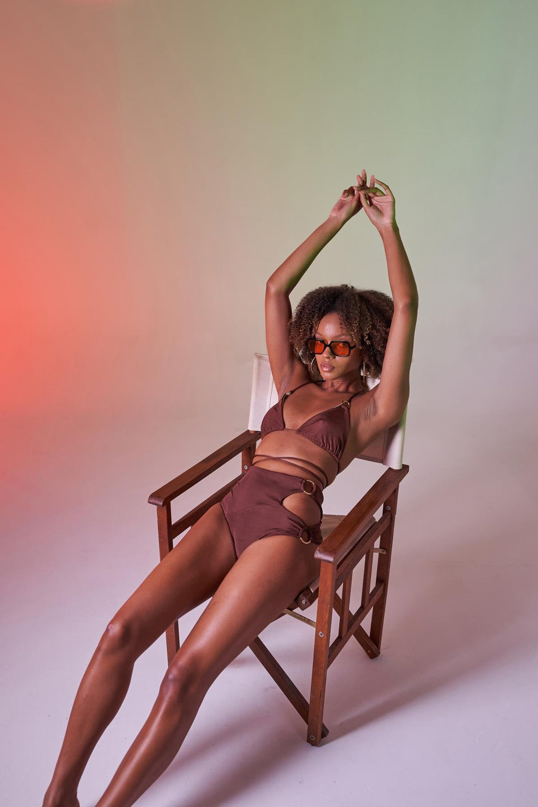HLLY Women Delphi High Waist Bikini Bottom Brown - Coyula