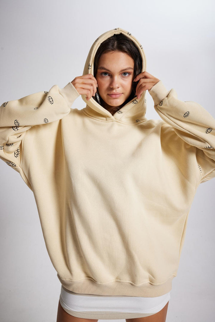 HLLY Women Eye Sweatshirt Beige - El Plan