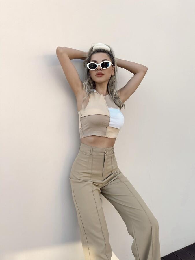 HLLY Women Colorful Blouse Beige - Glenrothes